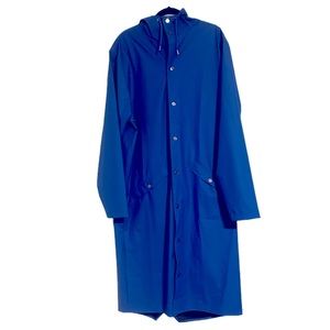 Rains Blue Longer Jacket  Rain Coat XL NWT